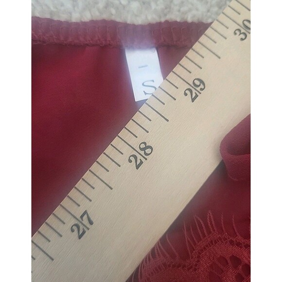 Womens Camisole Top Small Red Spaghetti  Strap Lace V Neck Femine Valentine's - Picture 6 of 6